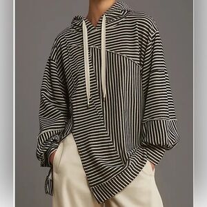 Anthropologie Pilcro Patchwork Hooded Sweatshirt Black & White